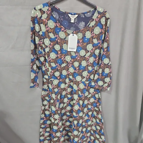 SEASALT CORNWALL APRIL DRESS IN GRASS MEADOW MARITIME MAST - UK 16