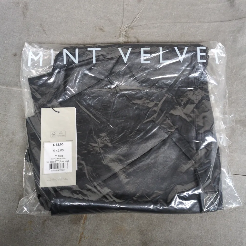 BAGGED MINT VELVET BLACK LEATHER LOOK LEGGINGS - M REG
