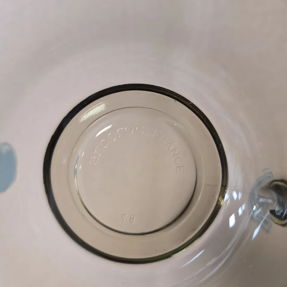 ARCOROC FRANCE DEMITASSE ESPRESSO CUPS WITH SAUCERS – SET OF 2 SMOKED GLASS WITH 2 SAUCERS 