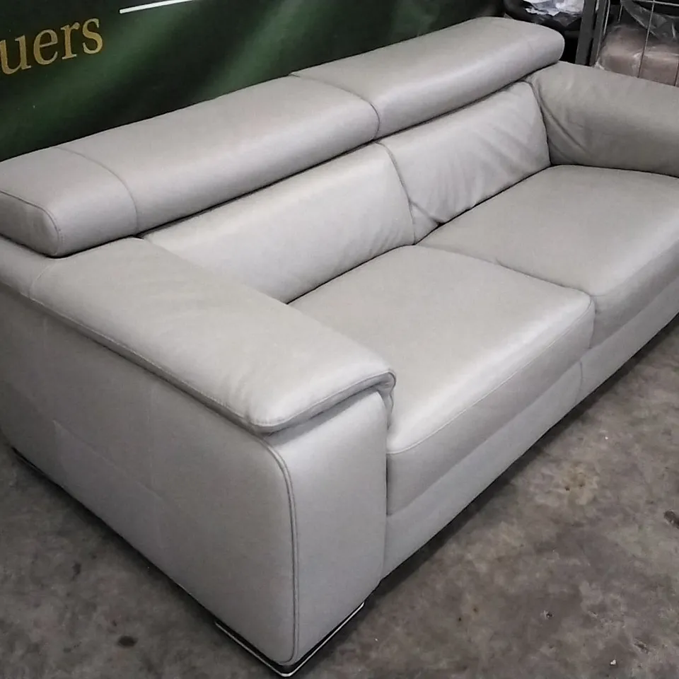 QUALITY ITALIAN DESIGNER MELO SOFA LIGHT GREY LEATHER 