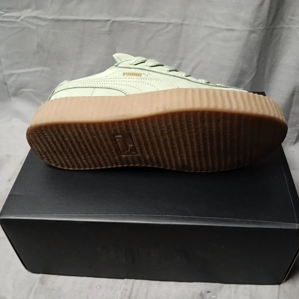 PUMA X FENTY BY RIHANNA CREEPER TRAINERS – SAGE GREEN, GUM SOLE SIZE 6 BOXED