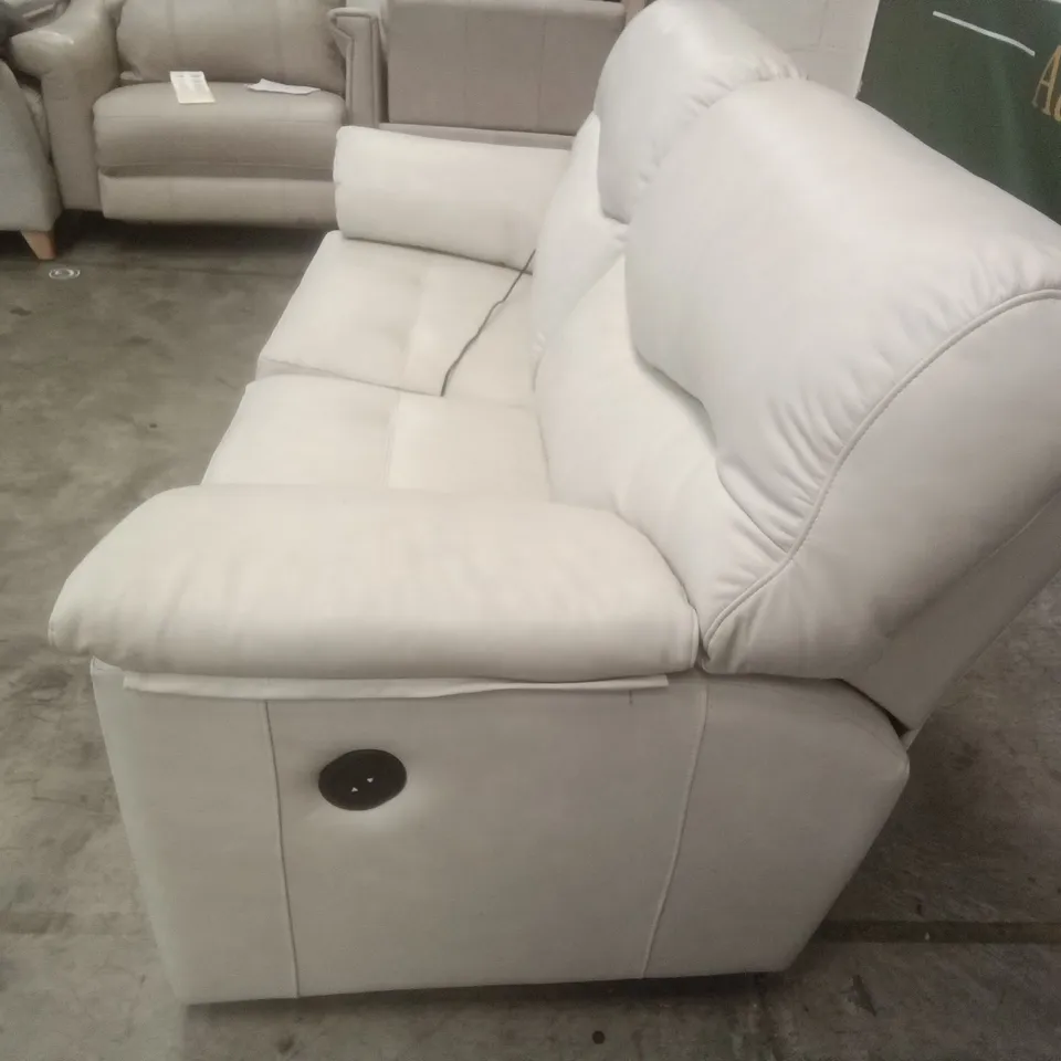 DESIGNER G PLAN MADE STRATFORD 2 SEATER ELECTRIC RECLINER DBL SOFA - REGENT CHALK LEATHER 
