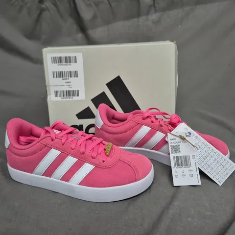 BOXED PAIR OF ADIDAS KIDS VL COURT 3.0 PINK UK 3