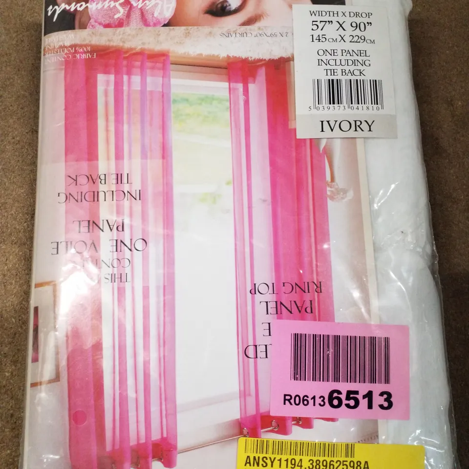 JAMIE POLYESTER SHEER EYELET CURTAINS - IVORY (SET OF 2)