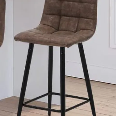 BOXED CHRISTIE SET OF TWO BROWN FAUX EATHER BARSTOOLS