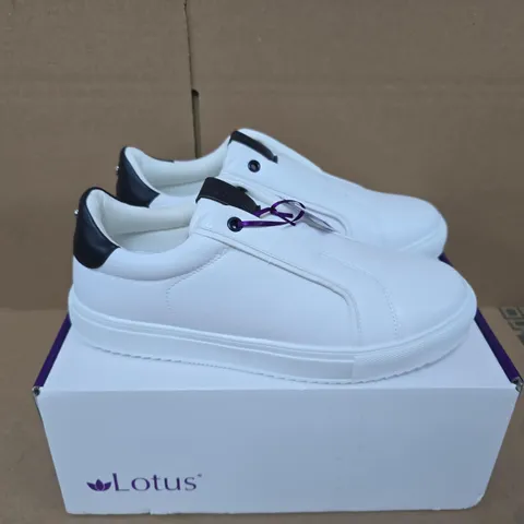 BOXED PAIR OF LOTUS LEON TRAINERS IN WHITE - EU 39