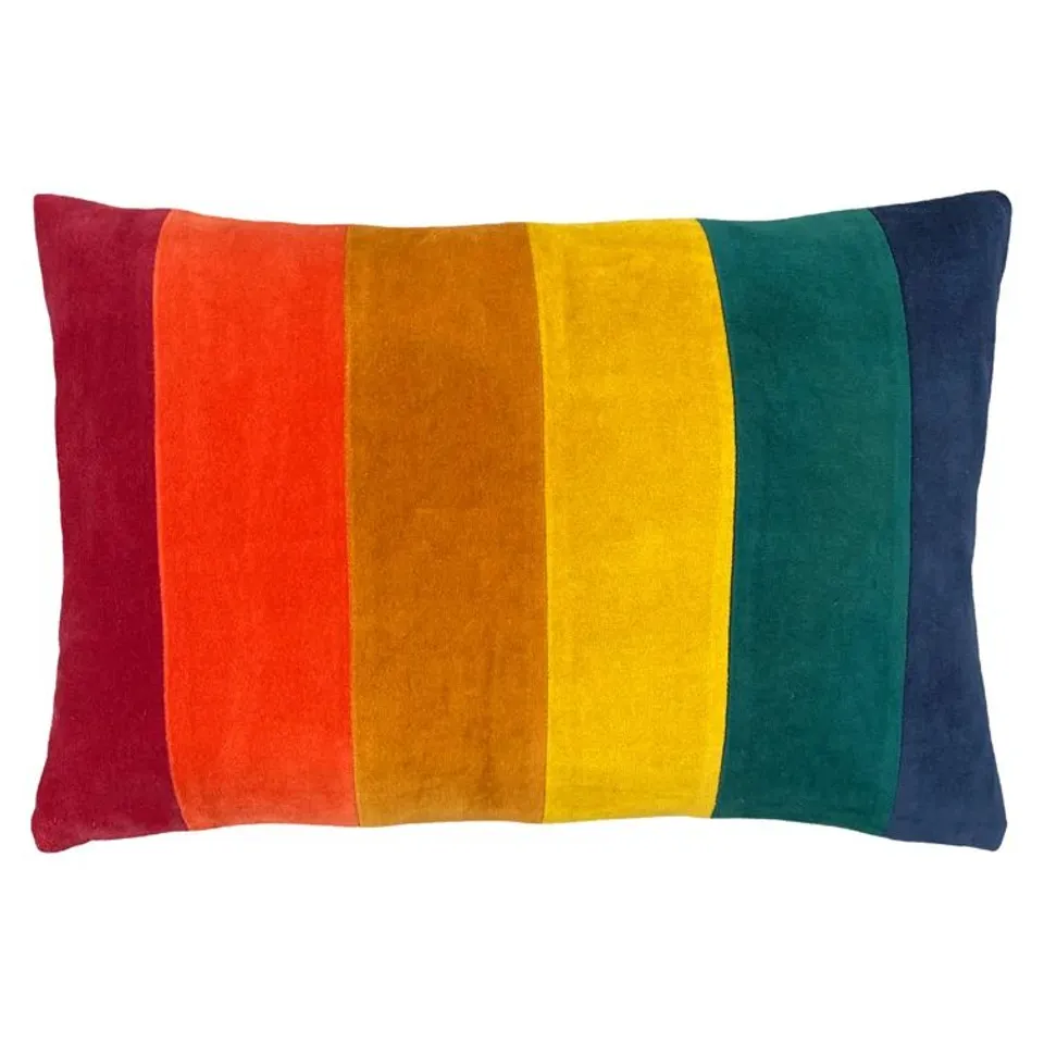 BOXED STRIPED RECTANGULAR LUMBAR CUSHION