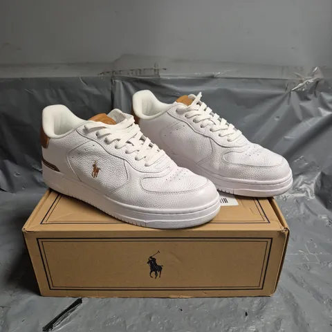 POLO RALPH LAUREN MASTERS COURT LEATHER TRAINERS - WHITE - SIZE 8
