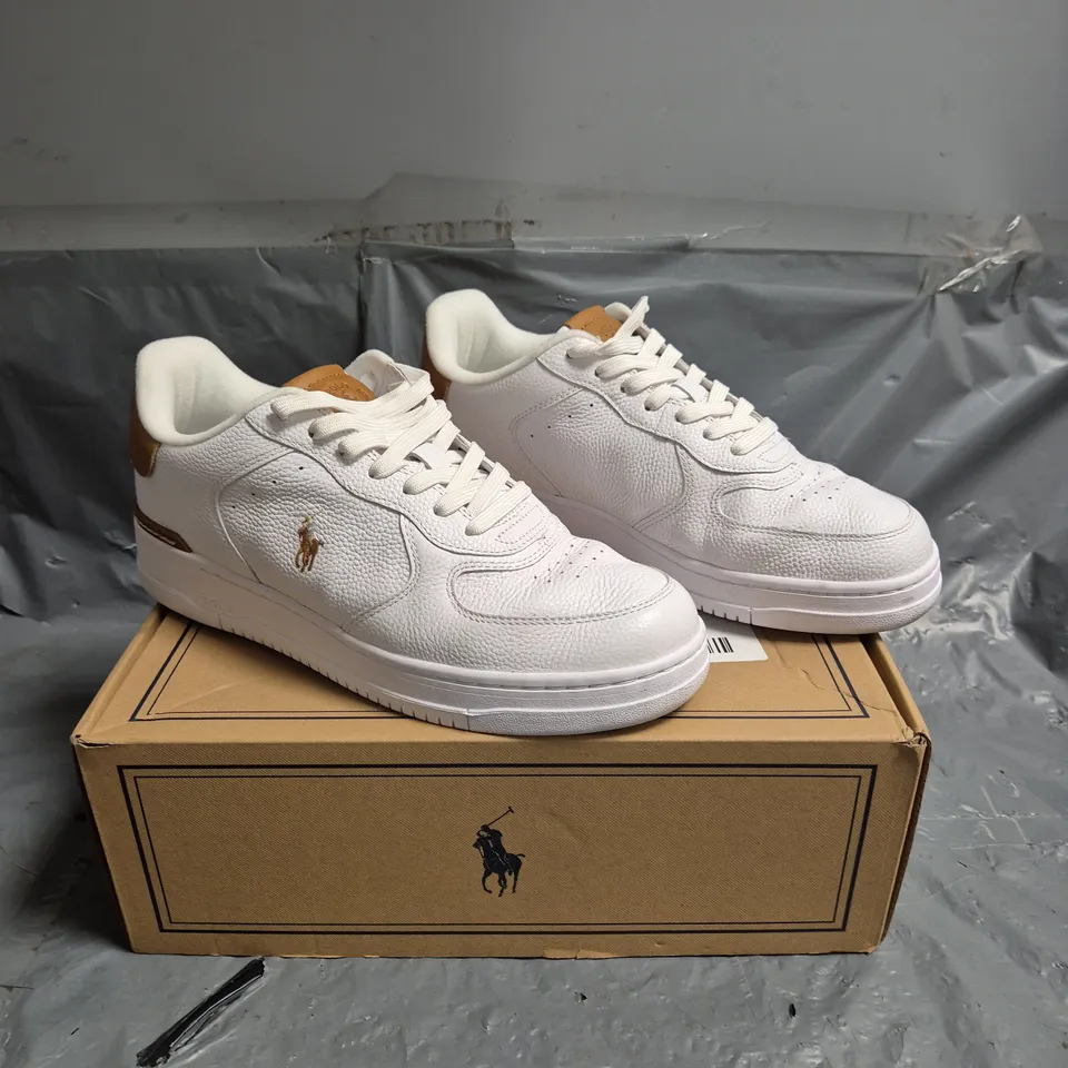 POLO RALPH LAUREN MASTERS COURT LEATHER TRAINERS - WHITE - SIZE 8
