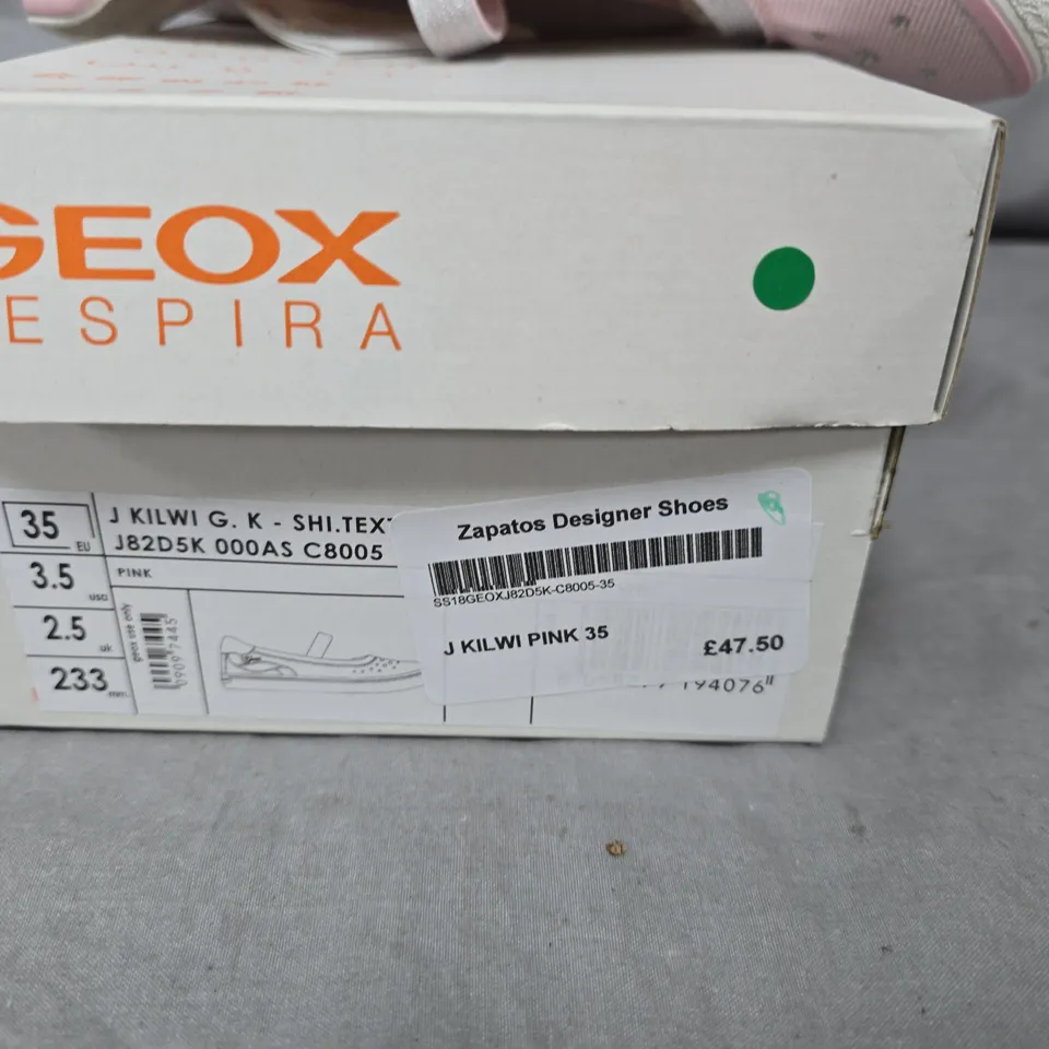 GEOX RESPIRA KIDS' PINK GLITTER MARY JANE SHOES – UK 3.5 (EU 35)