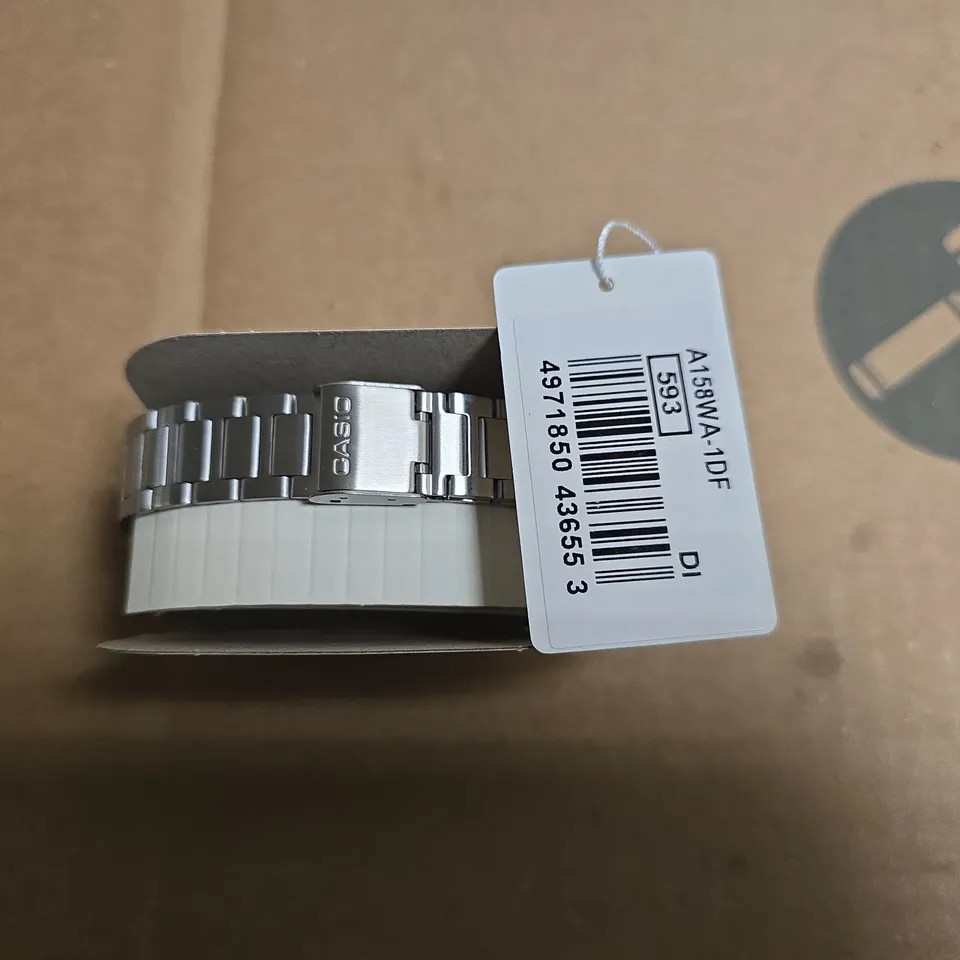 CASIO A158WA-1DF DIGITAL WRISTWATCH – STAINLESS STEEL BRACELET, BOXED