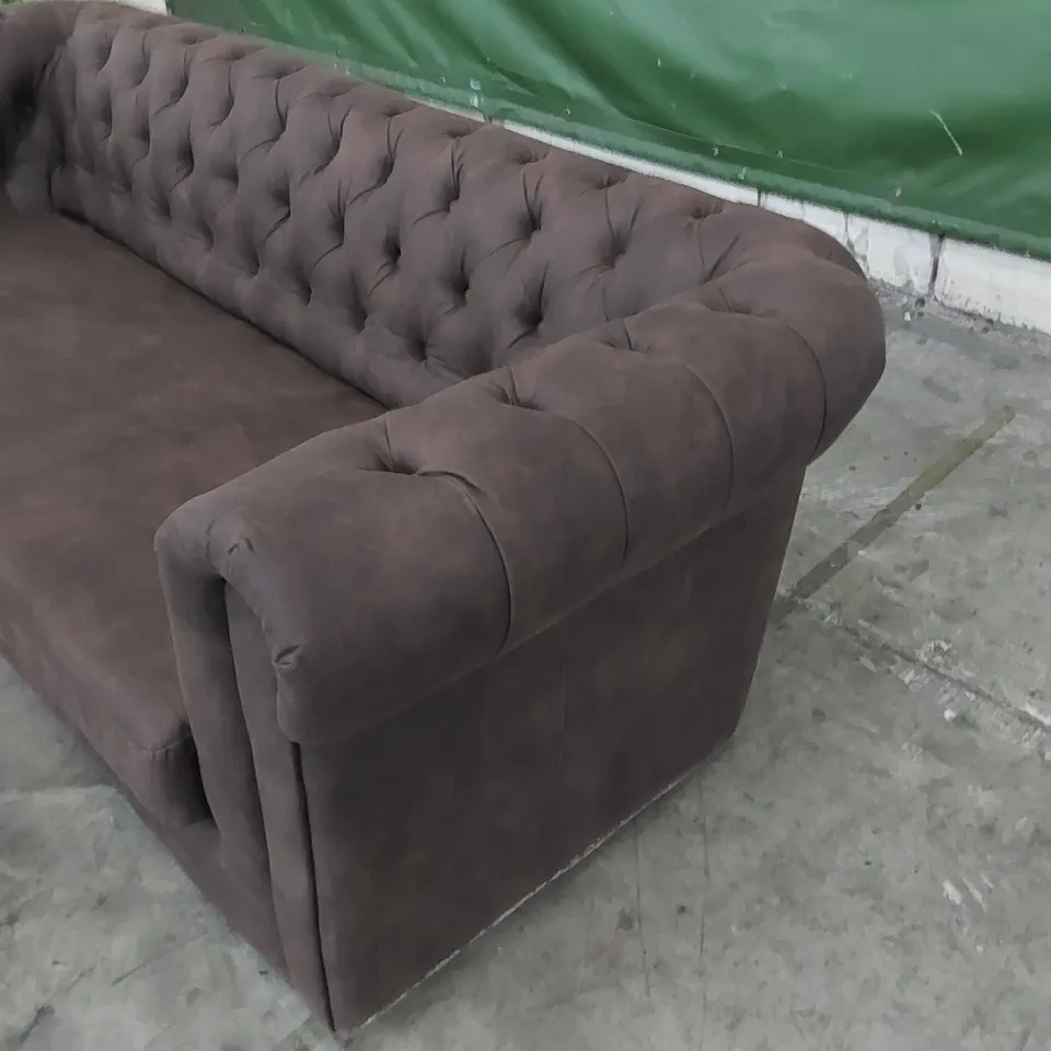 DESIGNER CHESTERFIELD STYLE 3 SEATER SOFABED IN CHOCOLATE BROWN