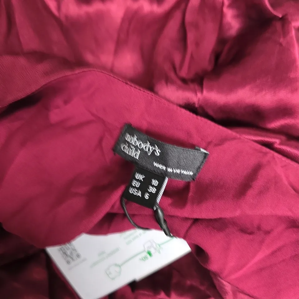 NOBODYS CHILD ALLURA MIDI DRESS PLAIN OCCASION BURGUNDY - UK 10