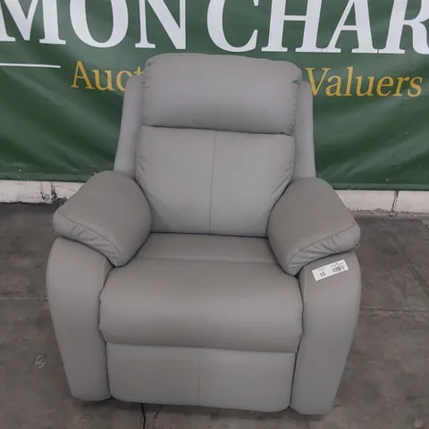 QUALITY BRITISH DESIGNER G PLAN KINGSBURY POWER RECLINING EASY CHAIR CAMBRIDGE GREY LEATHER