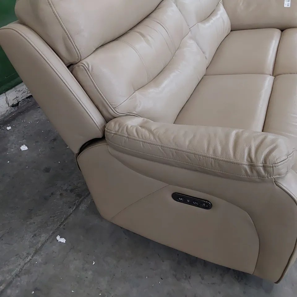 DESIGNER POWER RECLINING THREE SEATER SOFA CARAMEL LEATHER 
