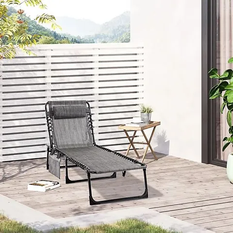 BOXED OUTSUNNY PORTABLE SUN LOUNGER - GREY (1 BOX)
