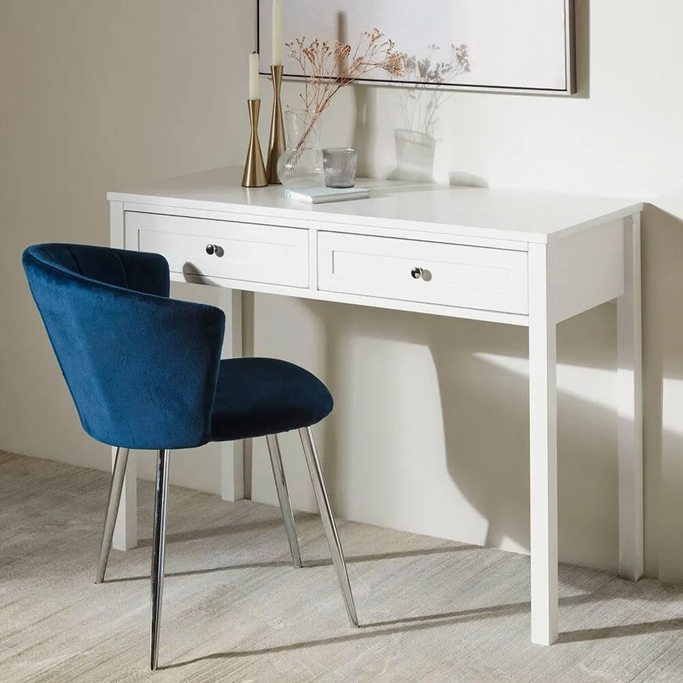 BOXED LAURA JAMES STEVIE 108cm DRESSING TABLE - IVORY WHITE (1 BOX)