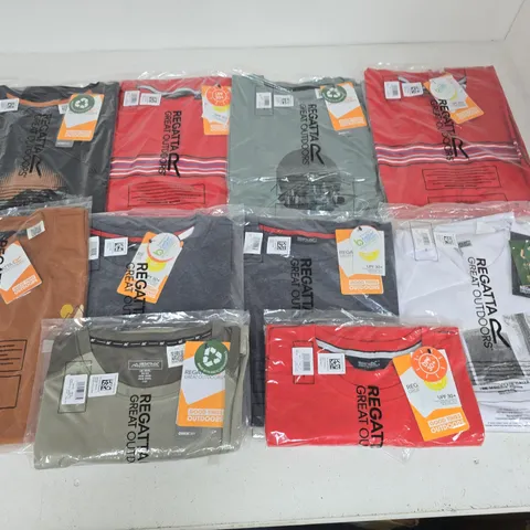 LOT OF 10 ASSORTED BRAND NEW REGATTA T-SHIRTS IN VARIOUS STYLES, COLOURS AND SIZES