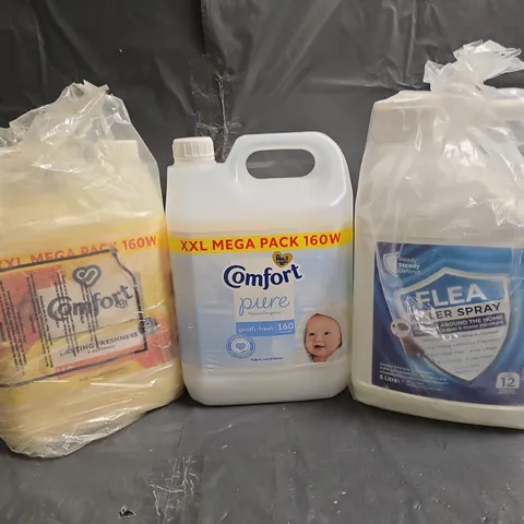 3 ASSORTED LARGE LIQUIDS TO INCLUDE COMFORT PURE, FLEA KILLER SPRAY, COMFORT SUNSHIN DAYS, ETC - COLLECTION ONLY