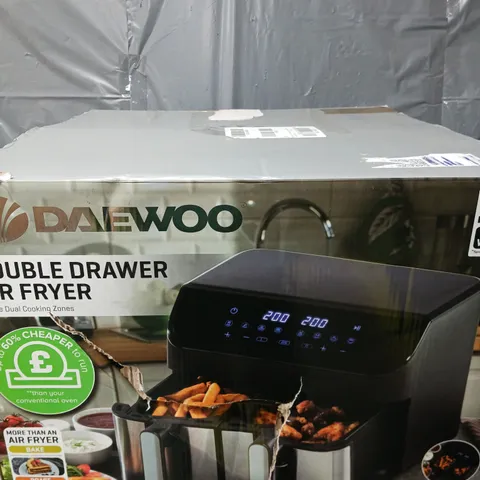 BOXED DAEWOO XL 9L DIGITAL DOUBLE DRAWER AIR FRYER