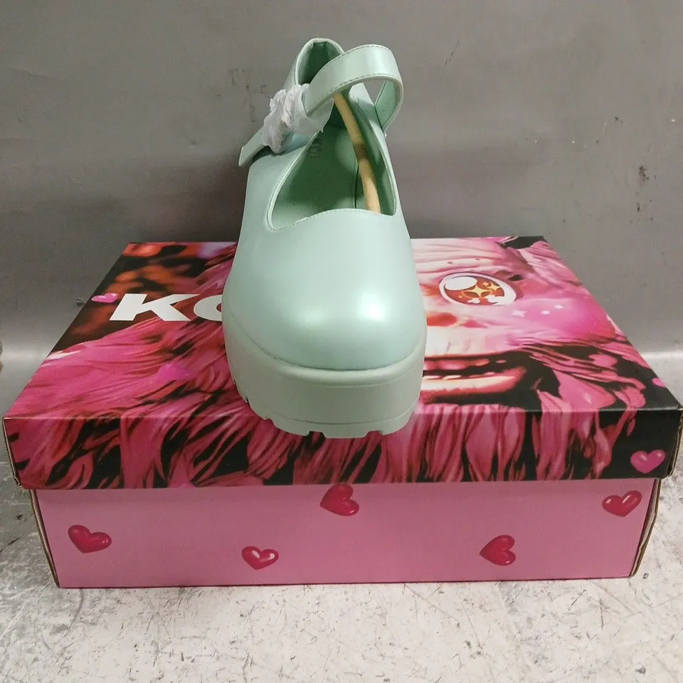 BOXED PAIR OF KOI TIRA PEARL MARY JANES SKY JEWEL EDITION IN BLUE SIZE UK 11