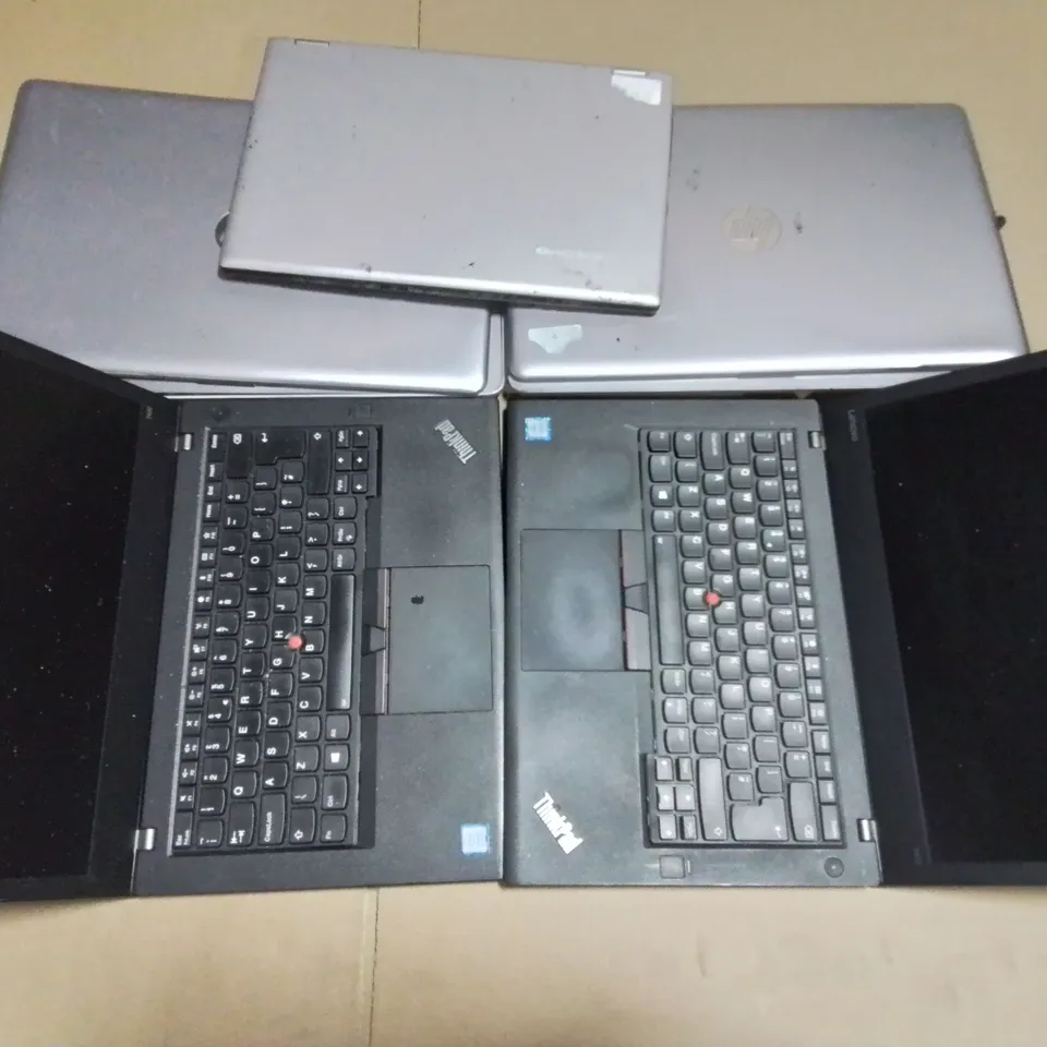 LOT OF 5 ASSORTED DAMAGED LAPTOPS TO INCLUDE HP AND LENOVO