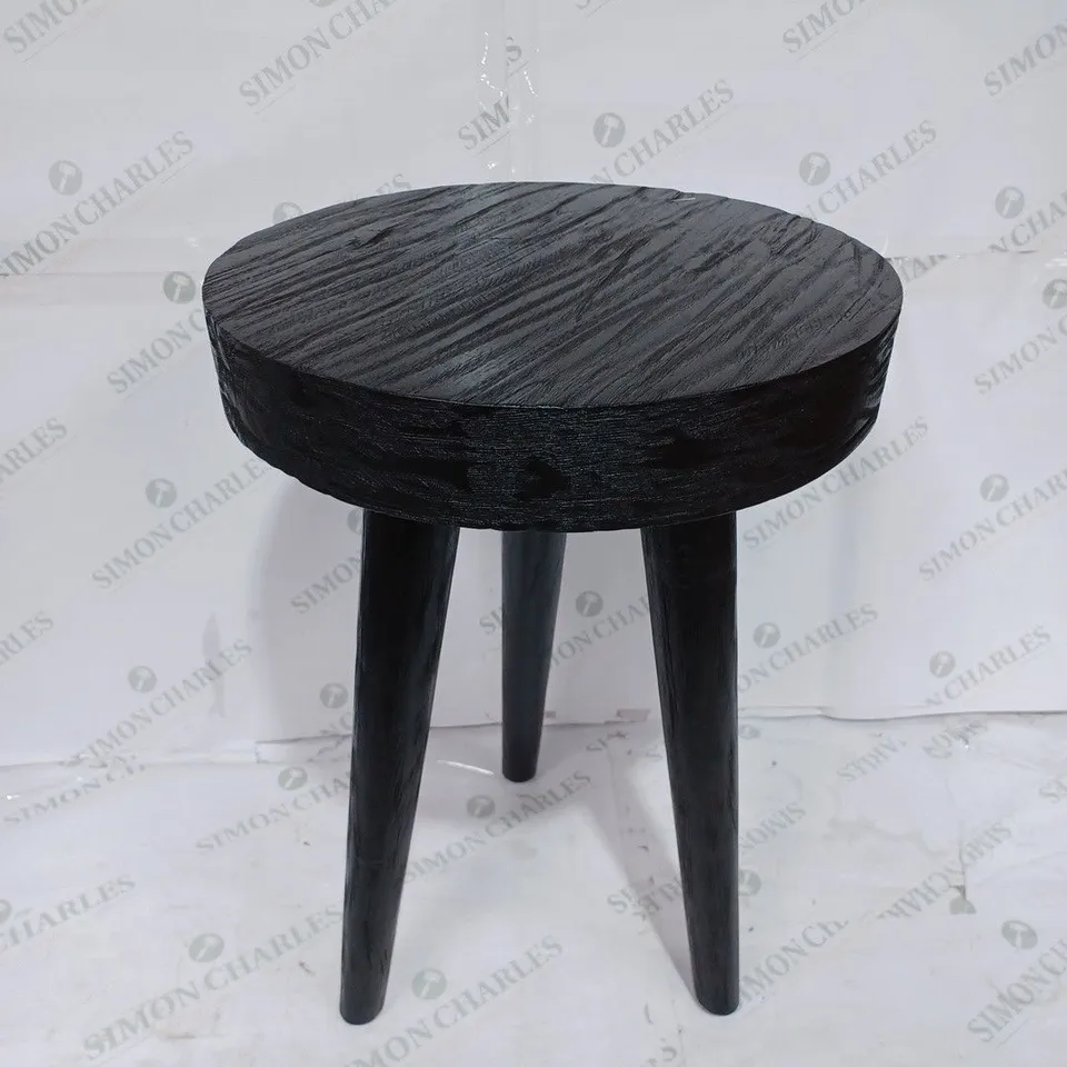 UNBRANDED WOODEN STOOL/SIDE TABLE BLACK - COLLECTION ONLY