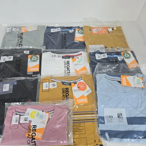 LOT OF 10 ASSORTED BRAND NEW REGATTA T-SHIRTS IN VARIOUS STYLES, COLOURS AND SIZES