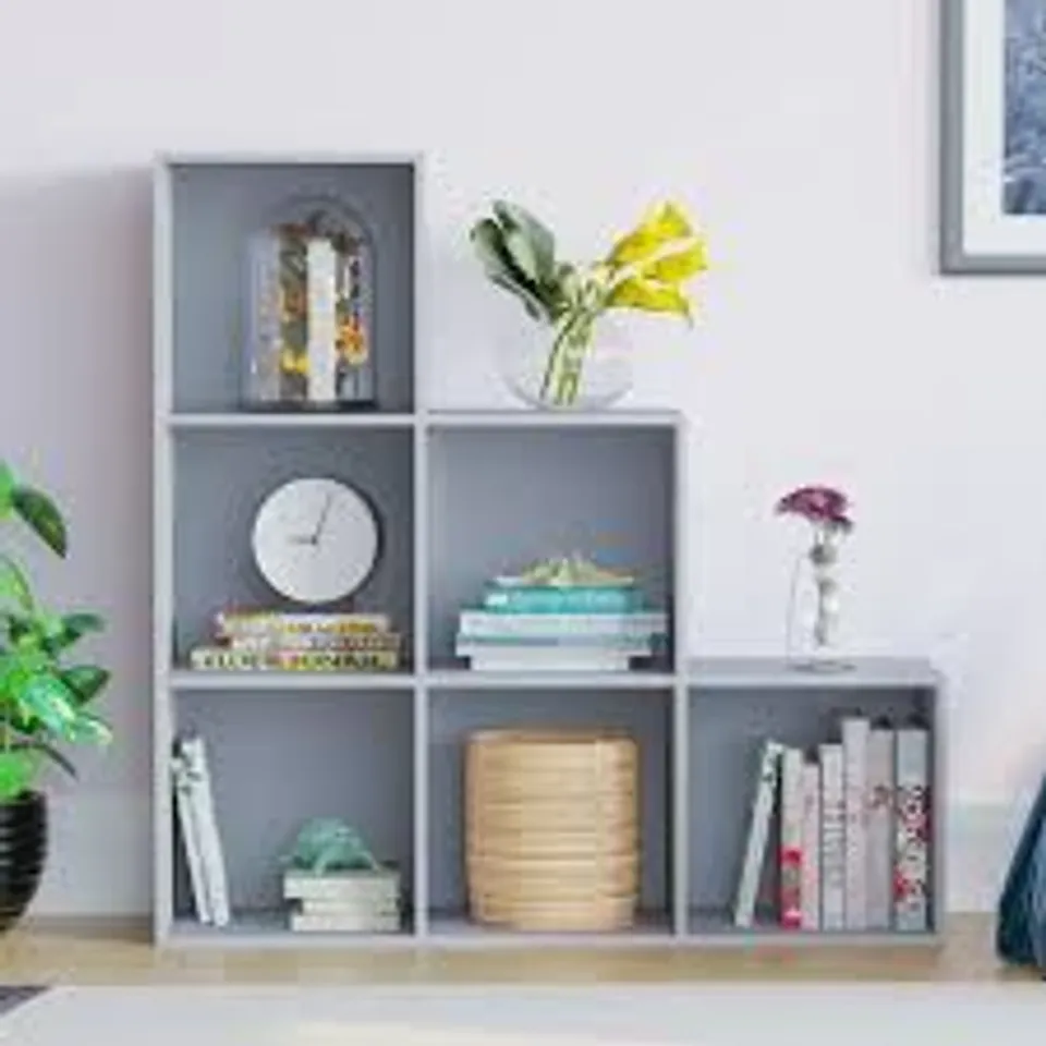 BOXED LASSIC VIDA DESIGN DURHAM 6 CUBE STAIRCASE STORAGE UNIT - GREY (1 BOX)