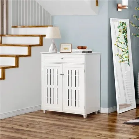 BOXED 18 PAIR SHOE STORAGE CABINET