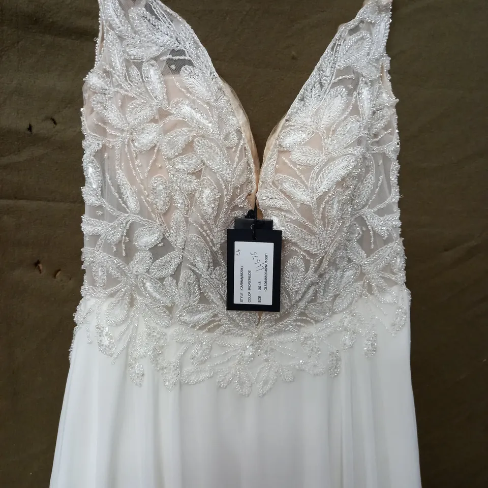 JUSTIN ALEXANDER CARINA IVORY AND NUDE WEDDING DRESS - US 18