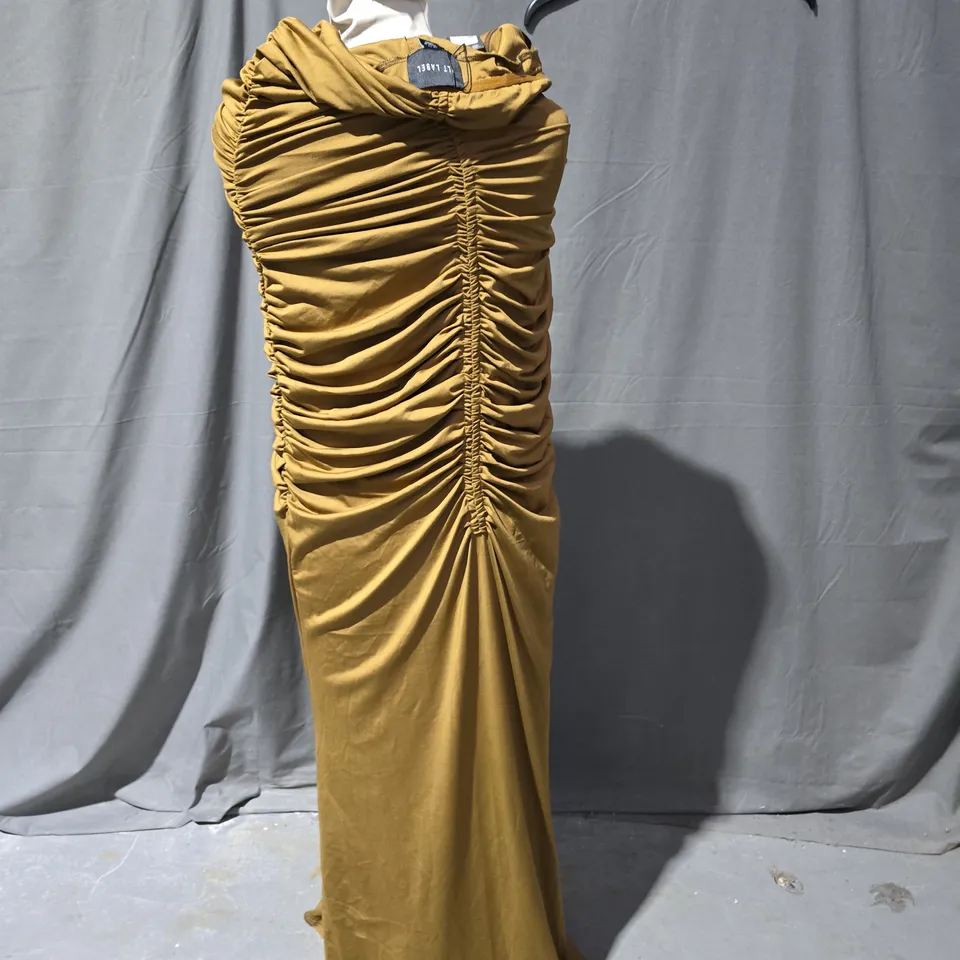 PLT LABEL WOMEN'S MAXI DRESS - CAMEL, UK 12 (EUR 40, US 8)