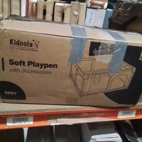 BOXED KEPLIN SOFT PLAYPEN WITH ACCESSORIES GREY COLOUR 