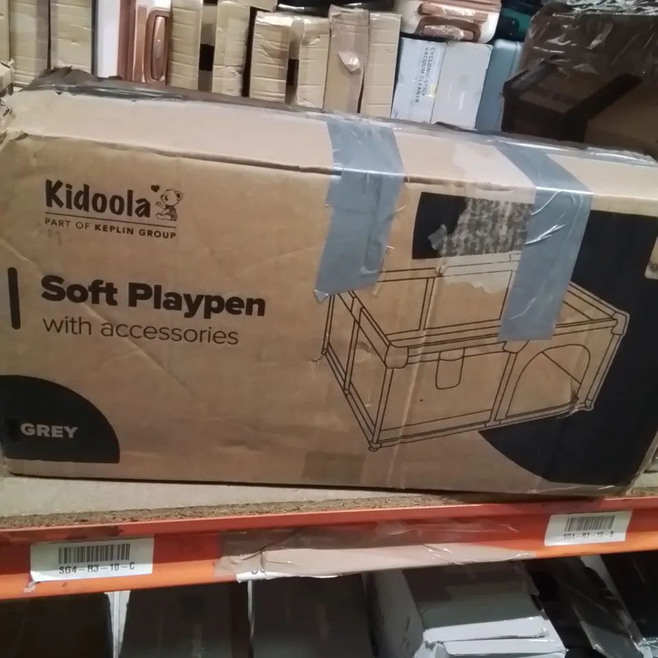 BOXED KEPLIN SOFT PLAYPEN WITH ACCESSORIES GREY COLOUR 