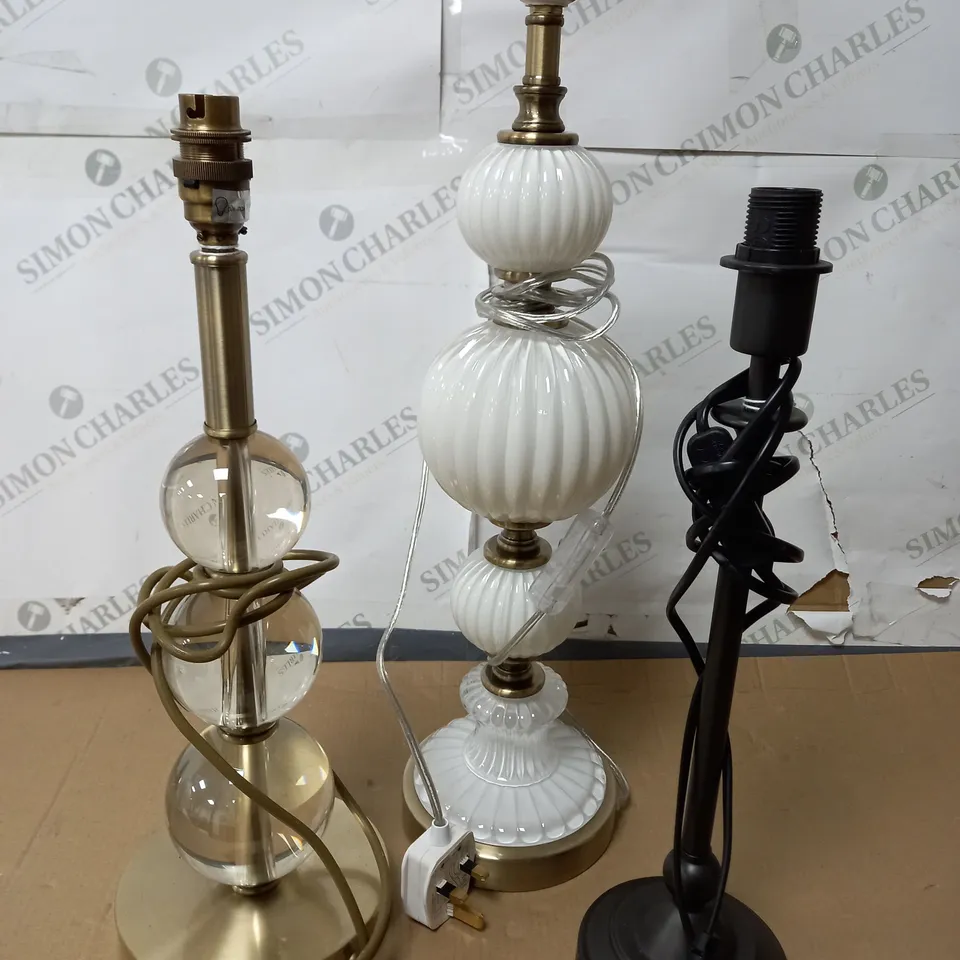 LOT OF 3 ASSORTED TABLE LAMPS