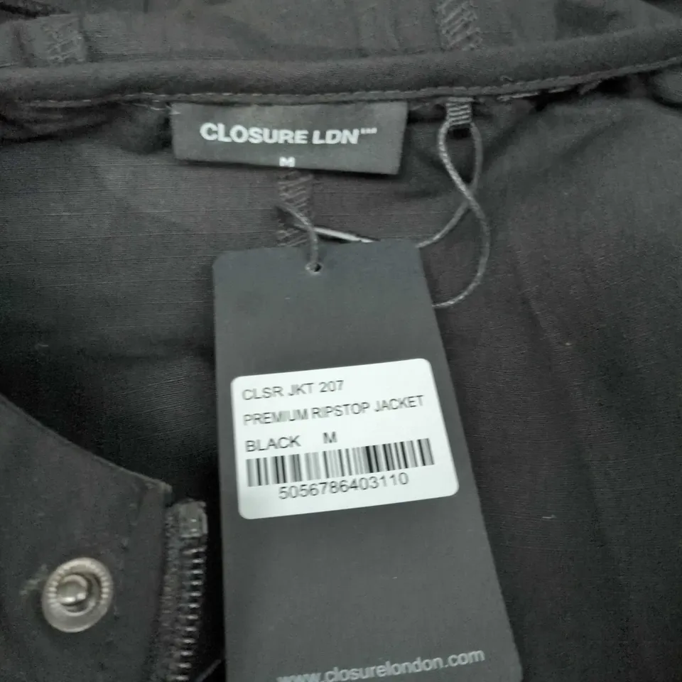 CLOSURE LONDON PREMIUM RIPSTOP HOODED JACKET - BLACK, SIZE M