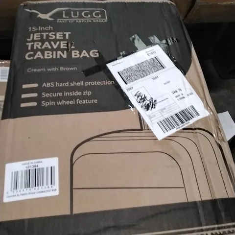 BOXED 15INCH JET-SET TRAVEL CABIN BAG CREAM WITH BROWN