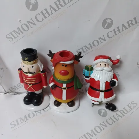 SANTA EXPRESS SET OF 3 CHRISTMAS CHARACTER CANDLE HOLDERS