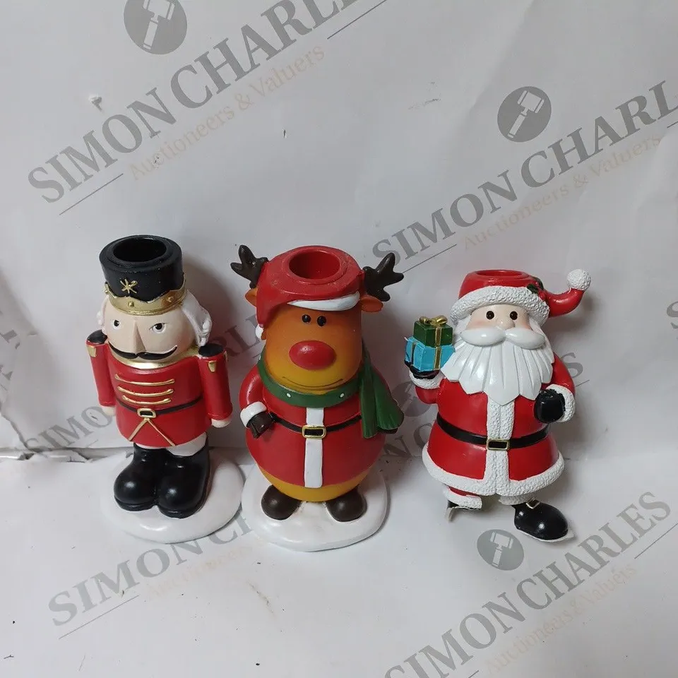 SANTA EXPRESS SET OF 3 CHRISTMAS CHARACTER CANDLE HOLDERS