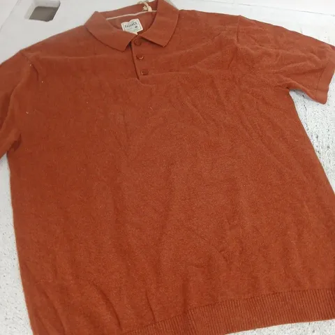 FATFACE RYE TIPPED POLO SHIRT – MEN'S, UK L TALL, RUST RED