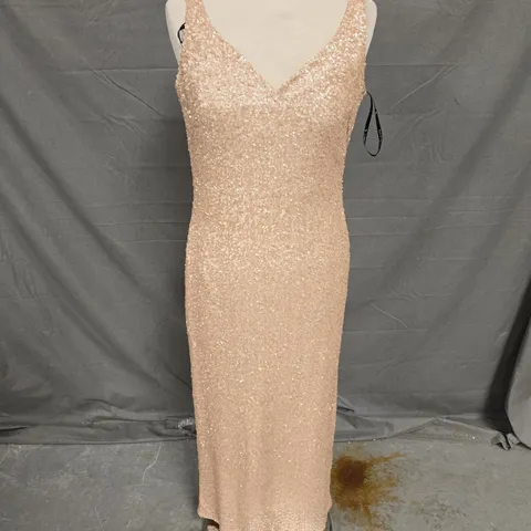 SORELLA VITA CHAMPAGNE SEQUIN DRESS - SIZE 12