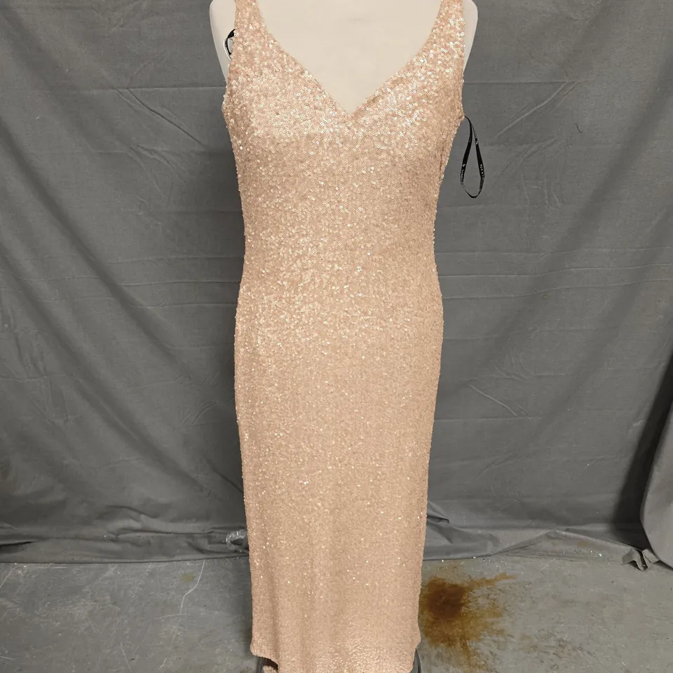 SORELLA VITA CHAMPAGNE SEQUIN DRESS - SIZE 12