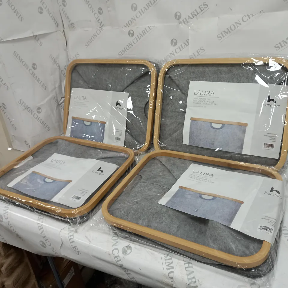 4 LAURA FELT LAUNDARY BASKETS 