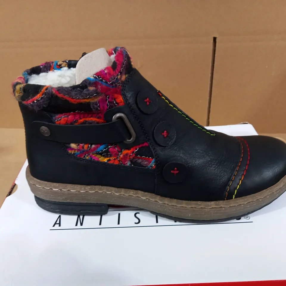 RIEKER CUFF ANKLE BOOT BLACK SIZE 6.5