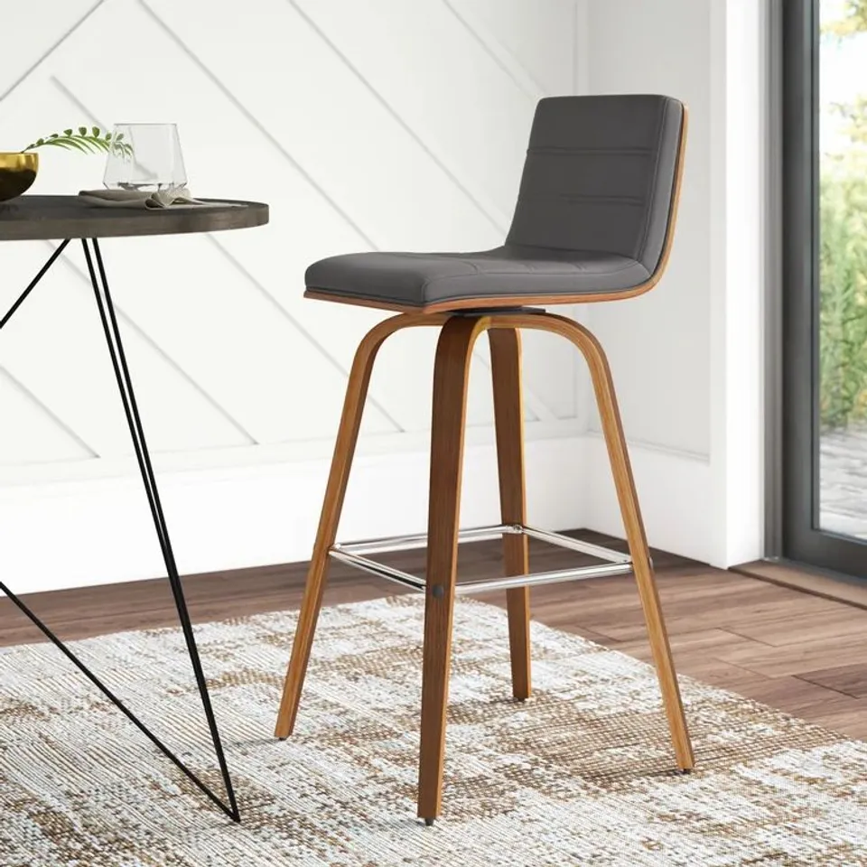 BOXED TULLOS SWIVEL BAR STOOL SEAT GREY