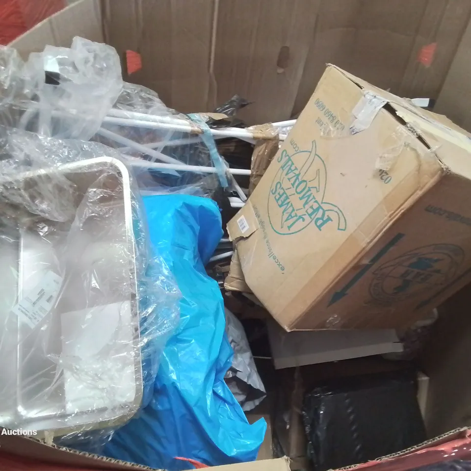 PALLET CONTAINING VARIOUS ASSORTED BOXED HOUSEHOLD ITEMS TO INCLUDE: HEATED BLANKETS,  ROLLED MATTRESS,  TOILET SEAT,  AND LOTS MORE UNMARKED BOXED ITEMS 