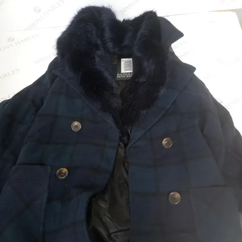 BADGLEY MISCHKA LONG FUR NECK COAT - S