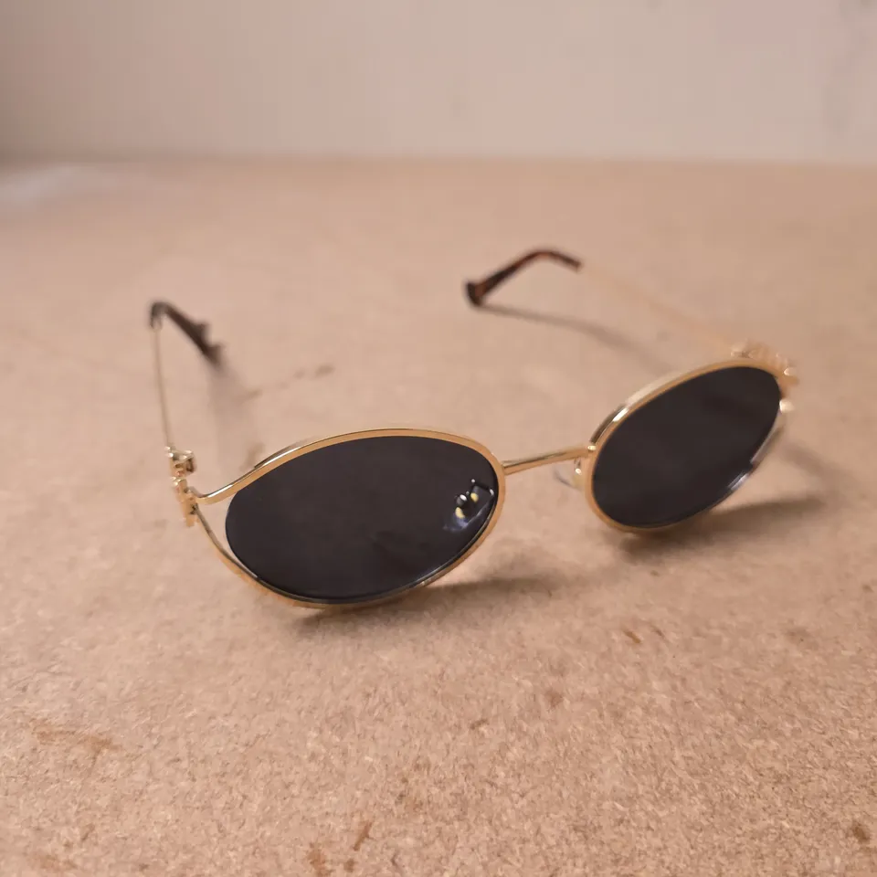 MIU MIU ROUND SUNGLASSES - GOLD-TONE FRAME, DARK LENSES (CASE INCLUDED)