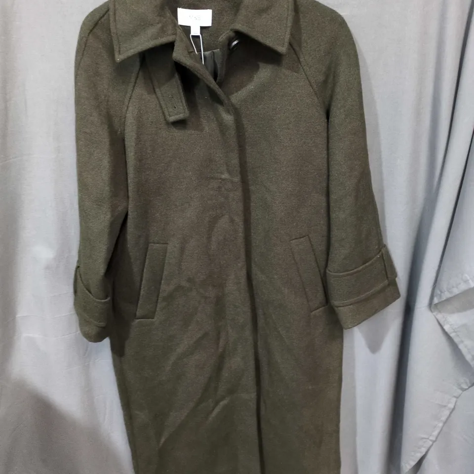 M&S WOOL COAT – OLIVE/KHAKI, UK SIZE 10