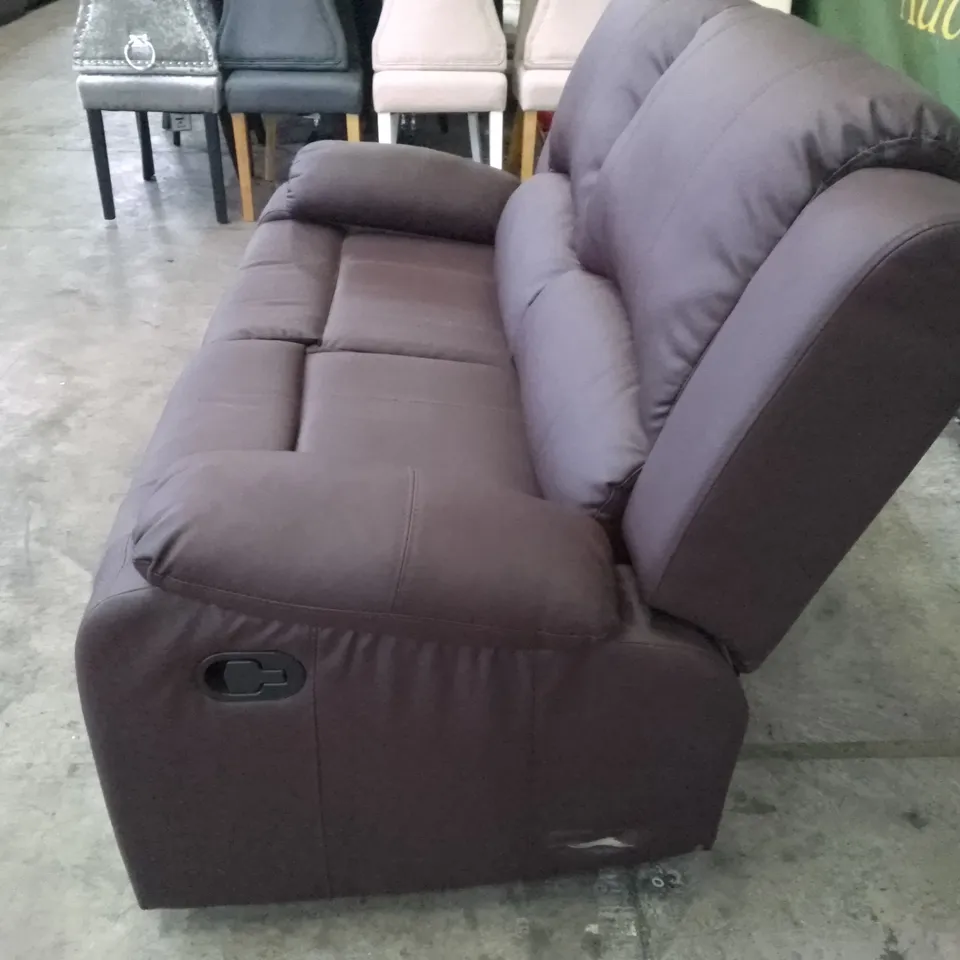 QUALITY DESIGNER CHICAGO 2 SEATER MANUAL RECLINER SOFA - DARK BROWN LEATHER 